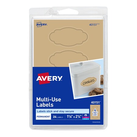 Oval Scroll Labels, Permanent Adhe, PK24 MPN:40151
