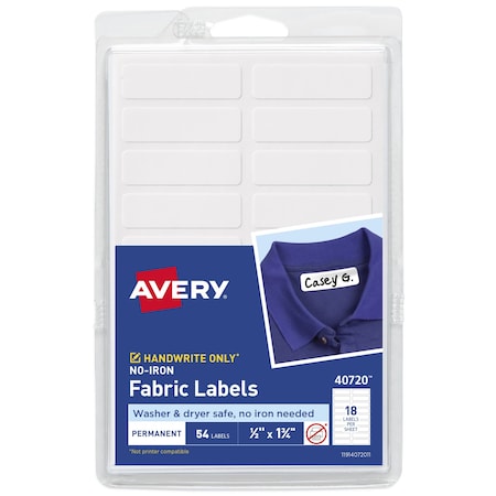 No-Iron Clothing Labels, Washer and, PK54 MPN:40720
