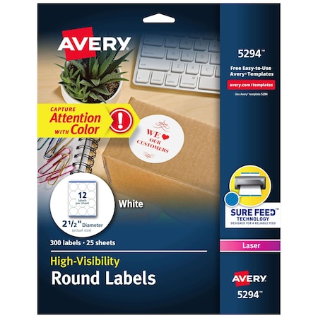 High Visibility Round Labels with, PK300 MPN:5294