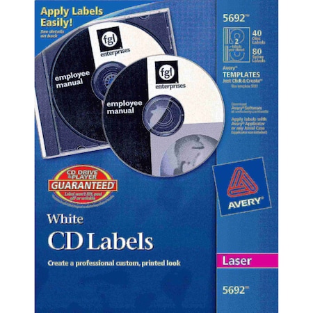 White CD Labels for Laser Printers MPN:5692