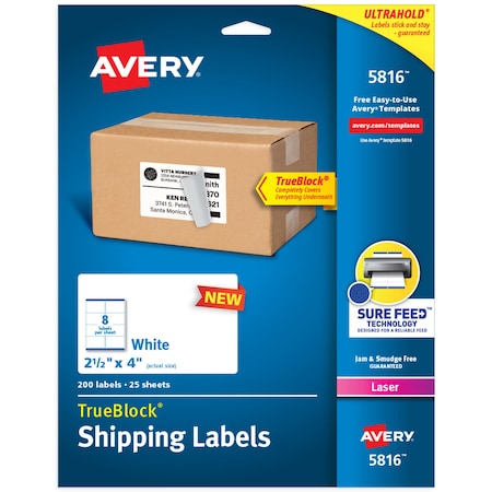 Printable Blank Shipping Labels, PK200 MPN:5816