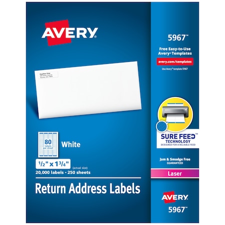 Return Address Labels, Sure Fee, PK20000, 1/2