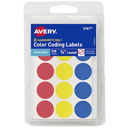 Removable Color-Coding Labels, Re, PK315 MPN:6167