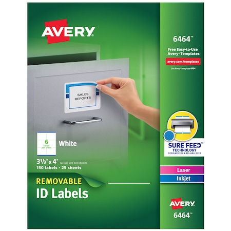 Removable ID Labels, Sure Feed Te, PK150 MPN:6464