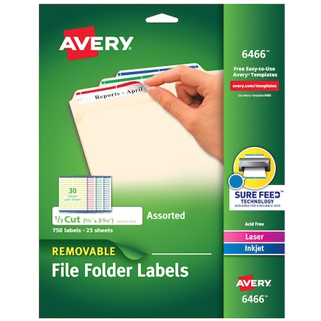 File Folder Labels with Sure Feed, PK750 MPN:6466