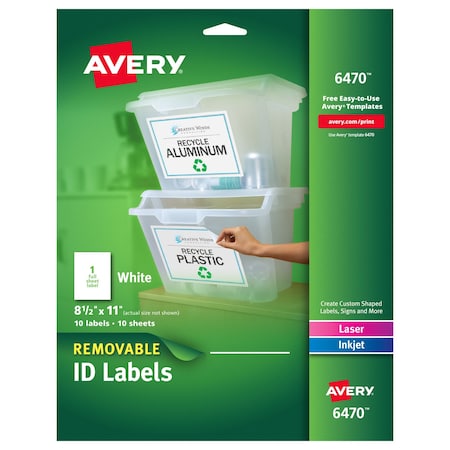 White Removable Multipurpose Label, PK10 MPN:6470