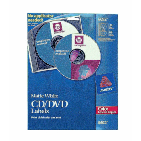 CD/DVD Label, Permanent Adhesive, Print MPN:6692
