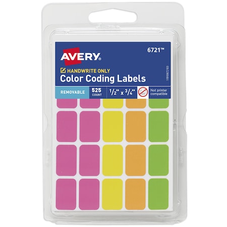 Removable Color Coding Labels, Re, PK525 MPN:6721