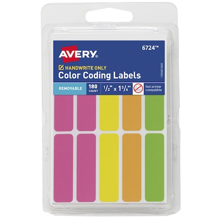 Removable Color-Coding Labels, Re, PK180 MPN:6724