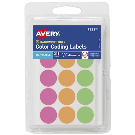 Color-Coding Labels, Removable Ad, PK315 MPN:6733