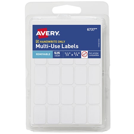 Removable Labels, Rectangular, PK525 MPN:6737