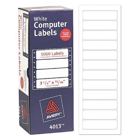 Dot Matrix Label, 3 1/2 in Label W, 15/16 in Label H, 1 Labels per Sheet White MPN:7278204013