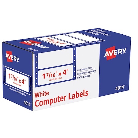 Dot Matrix Label, 4 in Label W, 1 7/16 in Label H, 1 Labels per Sheet White MPN:7278204014