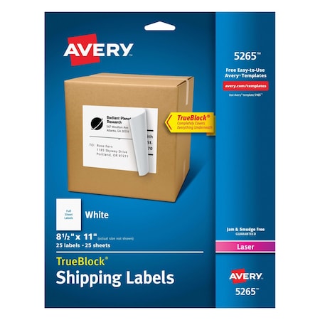 Laser Label, 11 in Label W, 8 1/2 in Label H, 1 Labels per Sheet White MPN:727825265