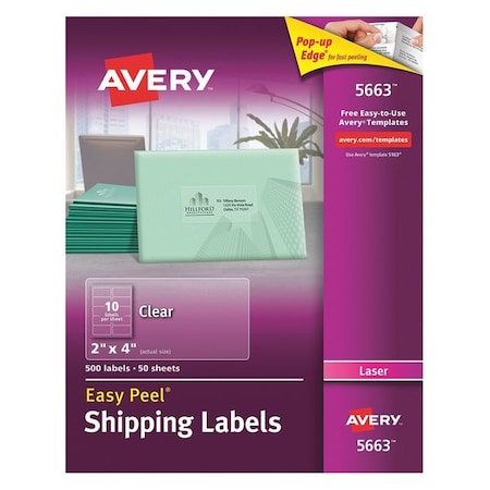 Laser Label, 4 in Label W, 2 in Label H, 14 Labels per Sheet Clear MPN:727825663
