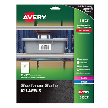 Multiple Purpose Labels, 3 1/2 in Label W, 2 in Label H, 25 Labels per Sheet White MPN:7278261503