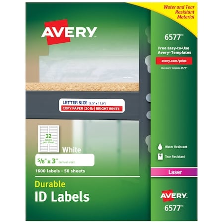 Laser Label, 3 in Label W, 5/8 in Label H, 32 Labels per Sheet White MPN:727826577