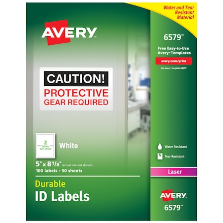 Laser Label, 8 1/8 in Label W, 5 in Label H, 2 Labels per Sheet White MPN:727826579