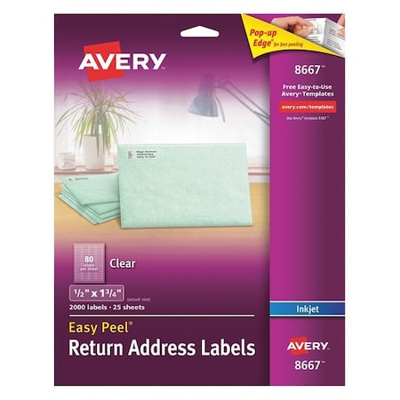Inkjet Label, 1 3/4 in Label W, 1/2 in Label H, 80 Labels per Sheet Clear MPN:727828667