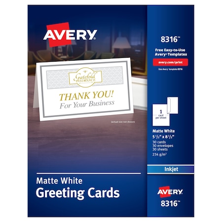 Half-Fold Greeting Cards, Matte, 5, PK30 MPN:8316