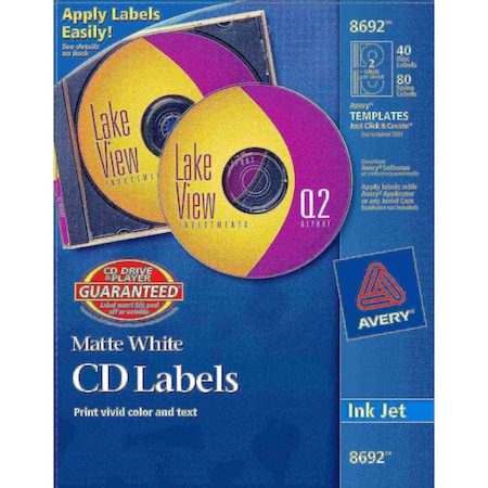 CD Labels, Print to the Edge, Permanent MPN:8692