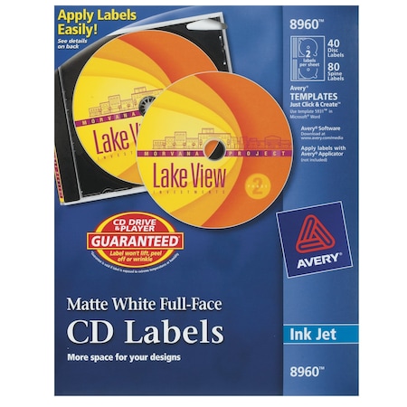 CD Labels, Print to the Edge, Permanent MPN:8960