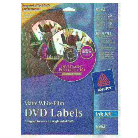 Film DVD Labels, Permanent Adhesiv, PK20 MPN:8962