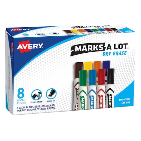 Desk Style Dry Erase Markers, Assort, PK8 MPN:24411