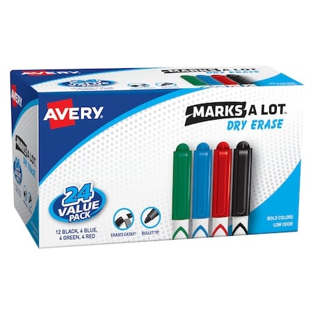 Pen Style Dry Erase Markers, Assort, PK24 MPN:29860