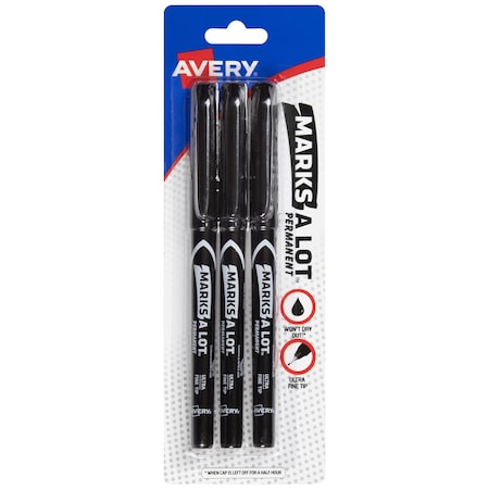 Marks A Lot Permanent Markers, Pen-, PK3 MPN:9230