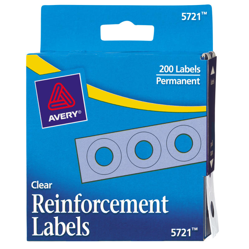 Avery Permanent Self-Adhesive Reinforcement Labels, Clear, Pack Of 200 (Min Order Qty 25) MPN:5721