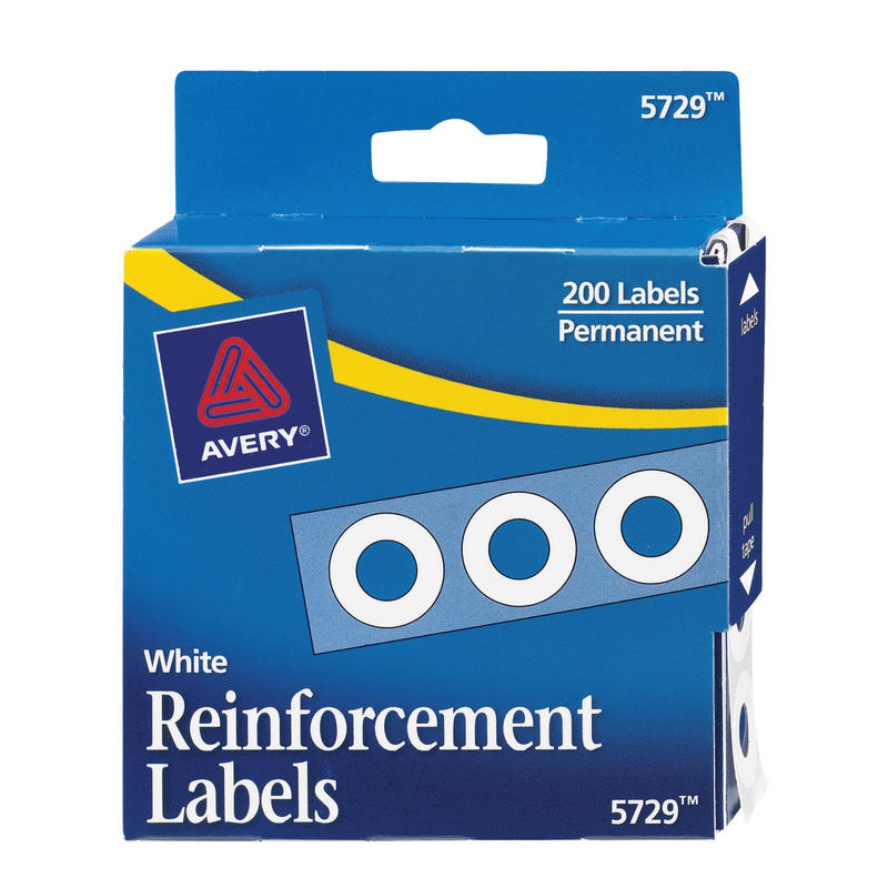 Avery Permanent Self-Adhesive Reinforcement Labels, White, Pack Of 200 (Min Order Qty 61) MPN:5729