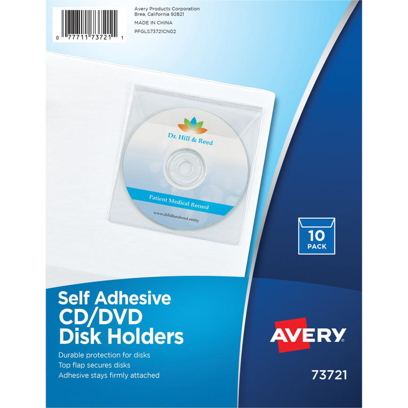 Avery Self-Adhesive CD/DVD Top Load With Flap Storage Pages, Clear, Pack of 10 MPN:73721