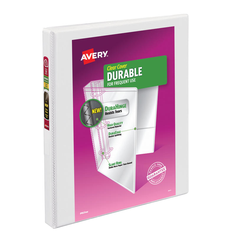 Avery Durable View 3-Ring Binder, 1/2in Slant Rings, White MPN:17002