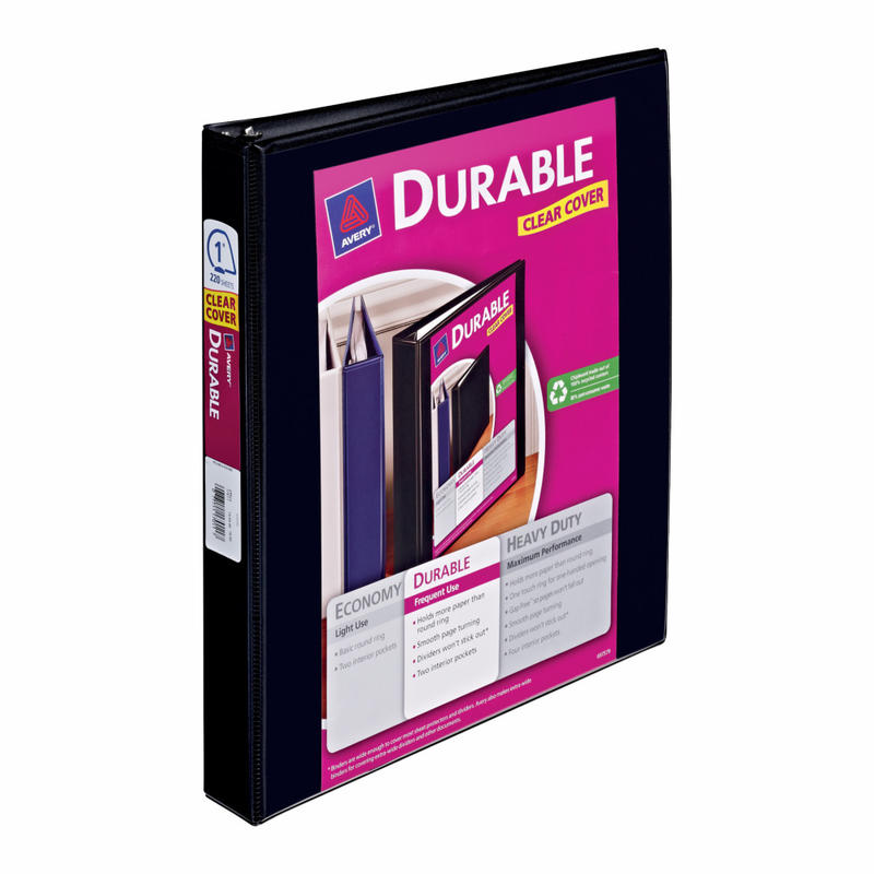 Avery Durable View 3-Ring Binder With EZ-Turn Rings  1in D-Rings  43% Recycled  Black MPN:17011
