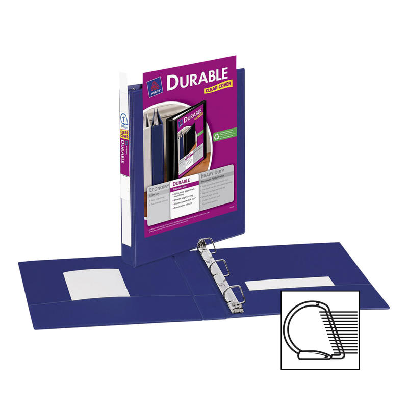 Avery Durable View 3-Ring Binder With EZ-Turn Rings, 1in D-Rings, 42% Recycled, Blue MPN:17014