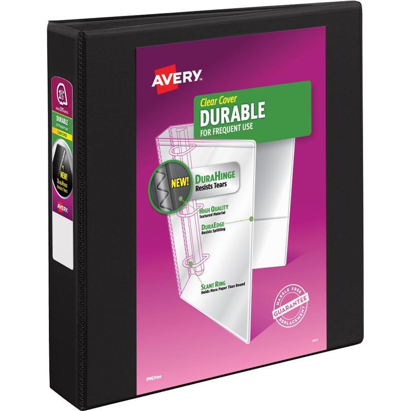 Avery Durable View 3-Ring Binder, 1 1/2in Slant Rings, Black MPN:17021