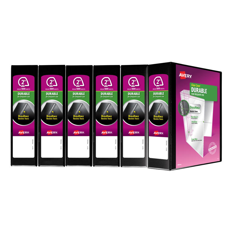 Avery Durable View 3-Ring Binder, 2in Slant Rings, Black, Pack Of 6 MPN:17031CS