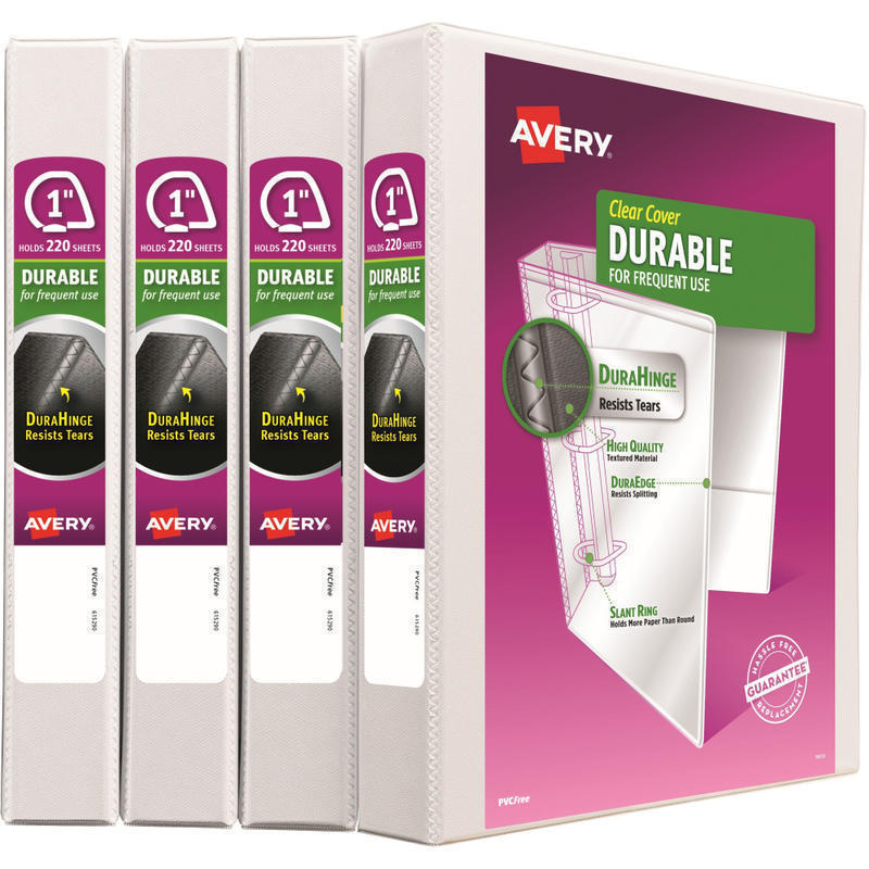 Avery Durable View Binders, Letter-Size, 1in Slant Rings, 42% Recycled, White, Pack Of 4 Binders MPN:17575