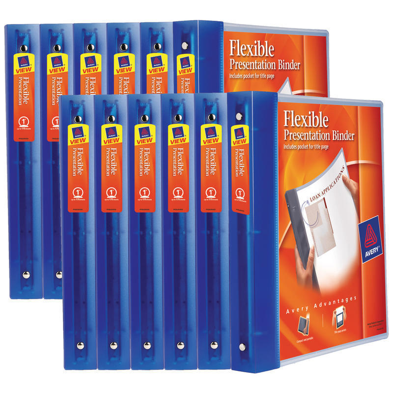 Avery Flexible View 3 Ring Binder, 1in Round Rings, Blue, Pack Of 12 Binders MPN:17675CA