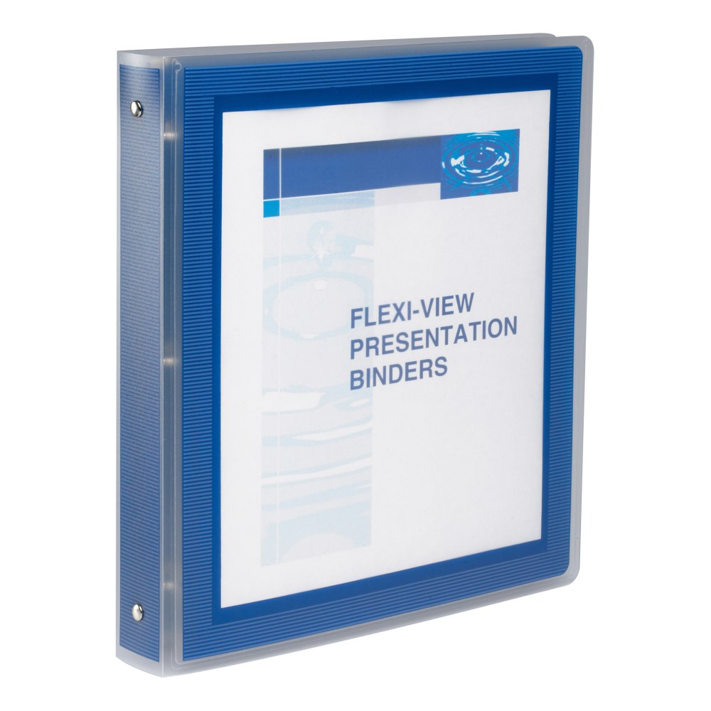 Avery Flexi-View 3 Ring Binder, 1in Round Rings, Navy Blue, 1 Binder MPN:17685