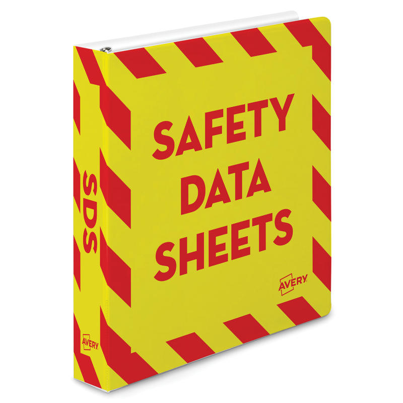 Avery Preprinted Safety Data Sheet 3-Ring Binder, 1 1/2in Rings, Yellow/Red MPN:18950