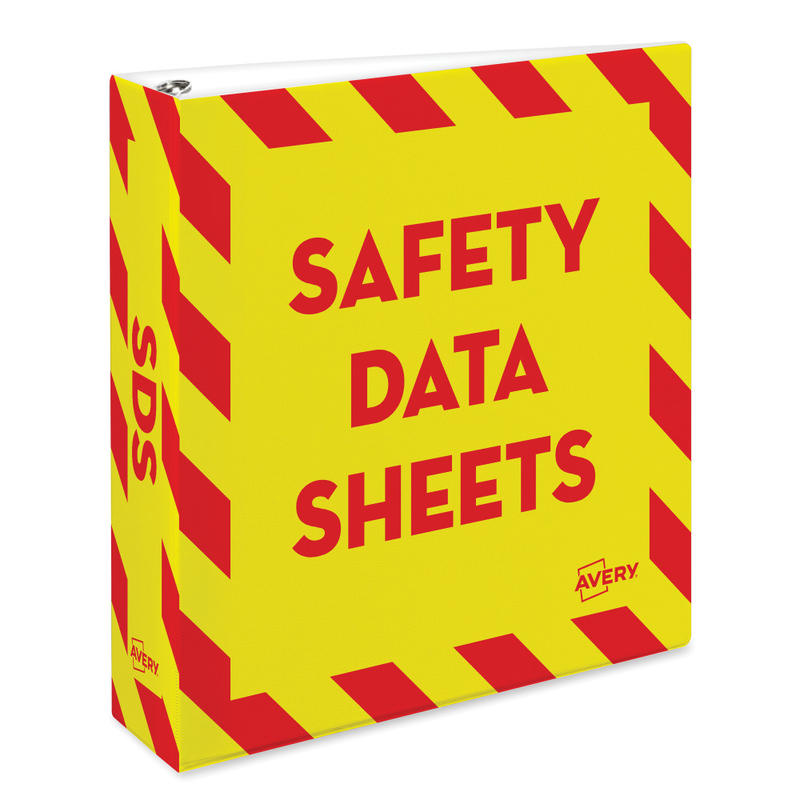 Avery Preprinted Safety Data Sheet 3-Ring Binder, 2in Rings, Yellow/Red (Min Order Qty 2) MPN:18951