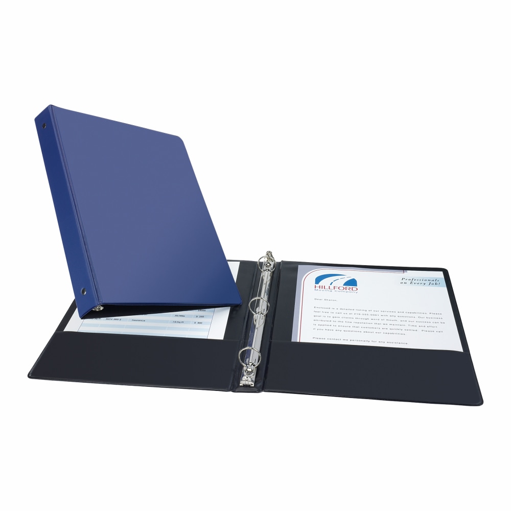 Avery Economy 3-Ring Binder, 1in Round Rings, 54% Recycled, Blue MPN:03300