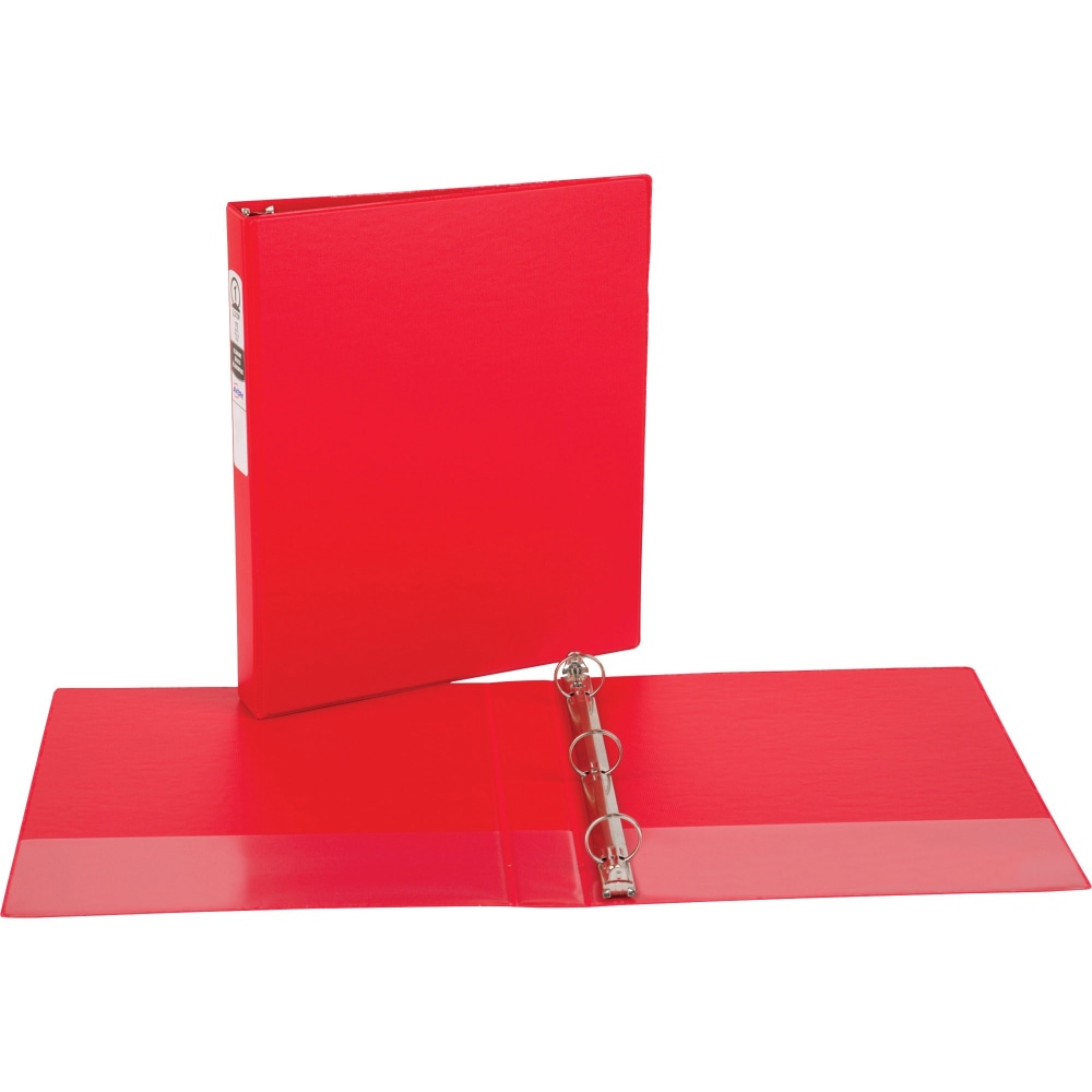 Avery Economy 3-Ring Binder, 1in Round Rings, 54% Recycled, Red MPN:03310