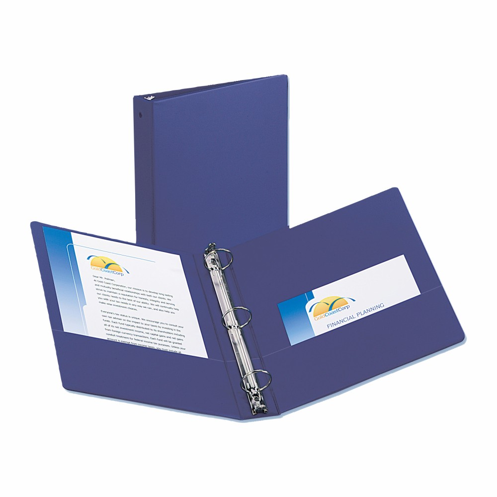 Avery Economy 3-Ring Binder, 1 1/2in Round Rings, 51% Recycled, Blue MPN:03400
