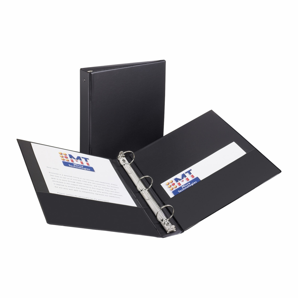Avery Economy 3-Ring Binder, 1 1/2in D Rings, 51% Recycled, Black MPN:03401