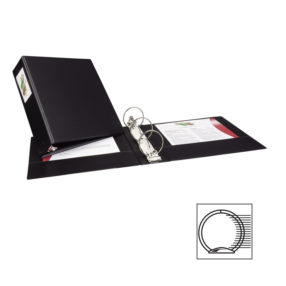 Avery Economy 3-Ring Binder, 3in Round Rings, 42% Recycled, Black MPN:04601