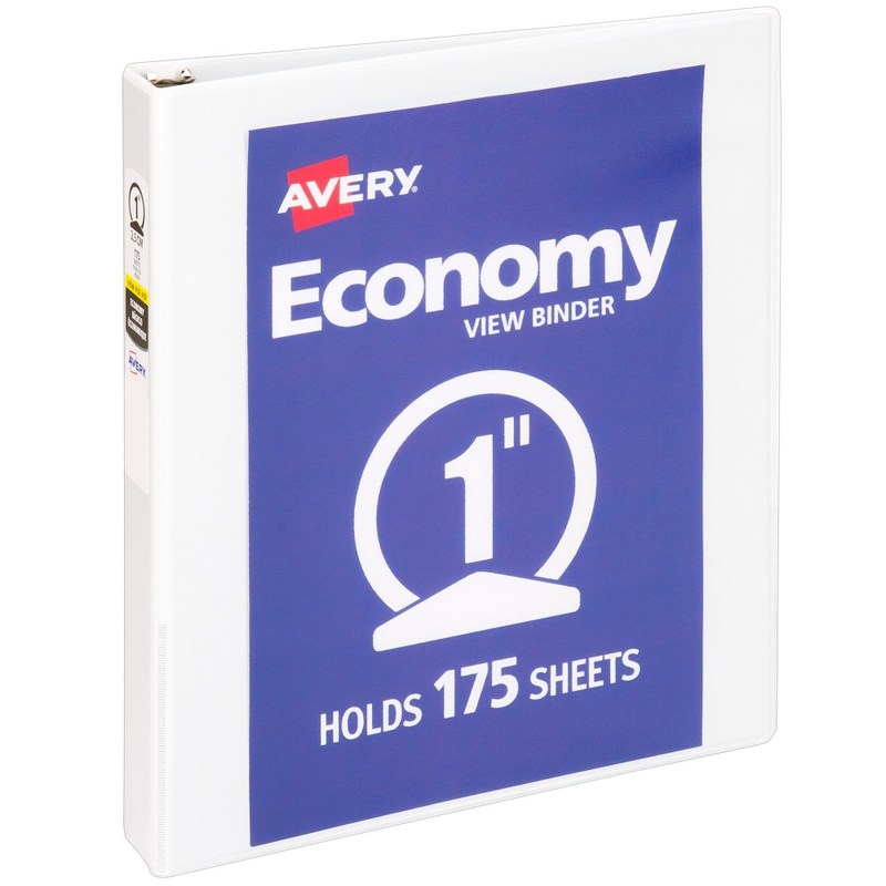 Avery Economy View 3-Ring Binder, 1in Round Rings, White MPN:05711