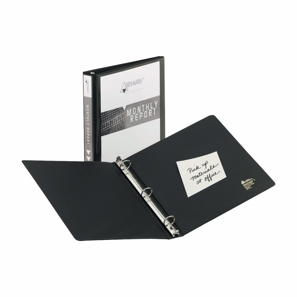 Avery Economy View 3-Ring Binder, 2in Round Rings, 39% Recycled, Black MPN:5730